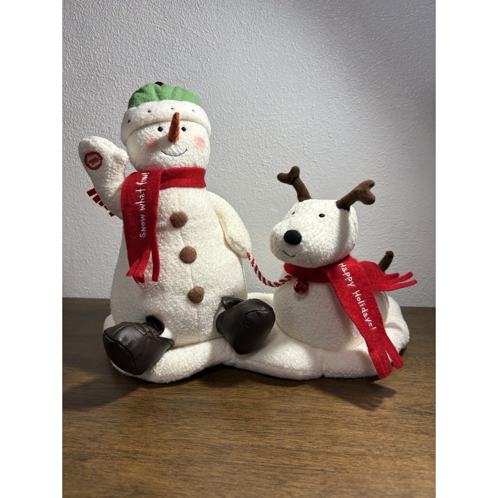 Vintage 2004 Hallmark Jingle Pals Snowman & Dog Animated Musical Singing Plush